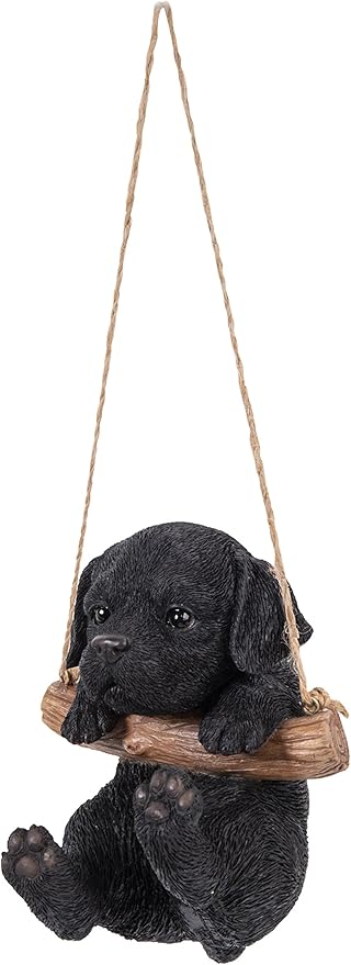 Hi-Line Gift Ltd Hanging Black Lab Puppy Resin Statue Realistic Animal 4.2 x 4 x 5 inches Home &amp Garden Decor Gift for Dog Lovers