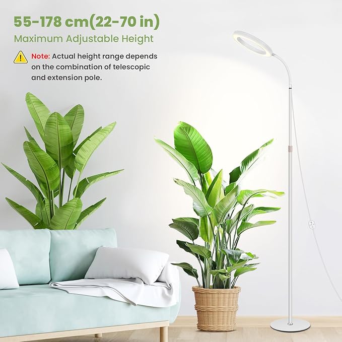 Large Plant Lights for Indoor Growing 24V 660nm-Enhanced Full Spectrum LUMILEDS LED Grow Light 8.1in Grow lamp with Timer &amp Dimming Adjustable Height 22-70in 20W K20-W