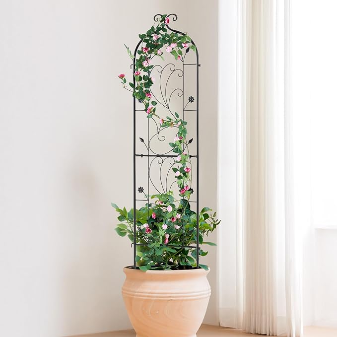 VEVOR 60 x 15 in Rustproof Metal Garden Flower Trellis Outdoor Climbing Rose &amp Cucumber Support Decorative Tall Clematis Trellis for Courtyards &amp Lawns