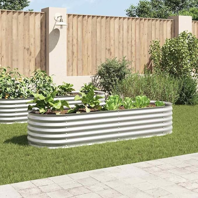 Large Galvanized Steel Raised Garden Bed 94.5x31.5x17.3 in Silver Rectangular Planter Box Weather-Resistant Outdoor Planter for Vegetables Flowers Herbs on Patio Garden