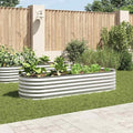 Large Galvanized Steel Raised Garden Bed 94.5x31.5x17.3 in Silver Rectangular Planter Box Weather-Resistant Outdoor Planter for Vegetables Flowers Herbs on Patio Garden