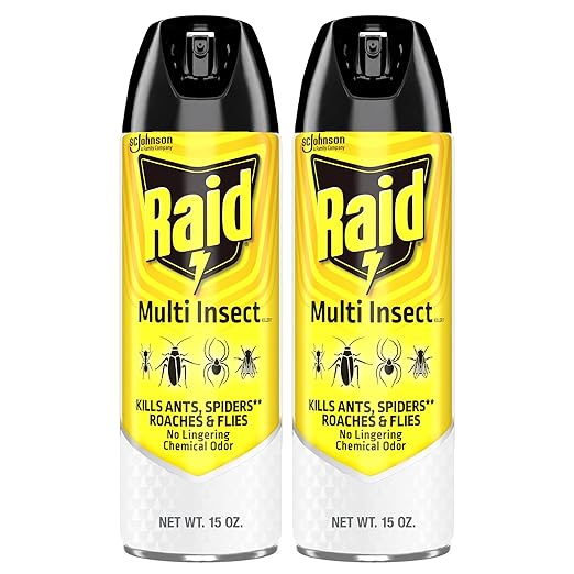 Raid Multi Insect Killer Aerosol Kills Ants Spiders Roaches and Flies No Lingering Chemical Odor Indoor and Outdoor Use 15 Ounce (Pack of 2)