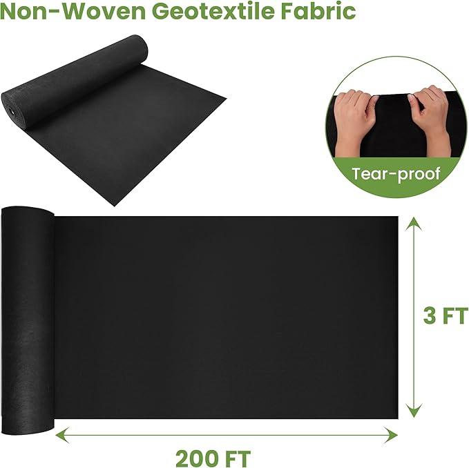 Premium 6oz Landscape Fabric3ft x 200ft Pro Garden Weed Barrier-Durable &amp Heavy Duty Weed Block Gardening Mat Easy Setup &amp Superior Weed Control Eco-Friendly &amp Convenient Design- Non Wo