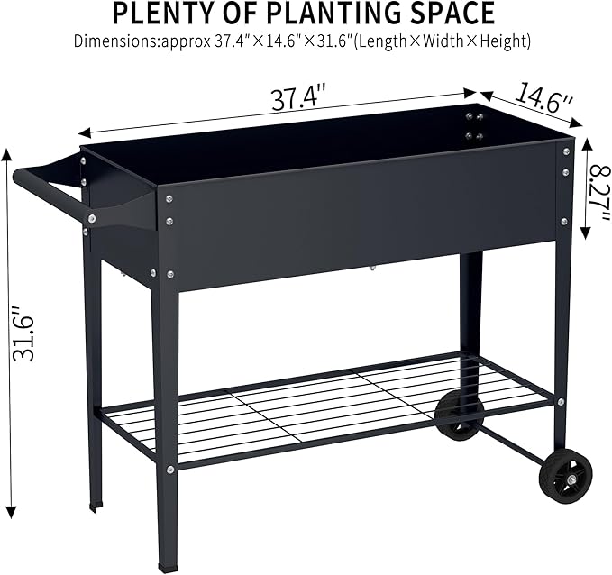 Elevate 32 Tall Raised Garden Bed with WheelPlanter Box for BackyardOutdoor Garden Patio Balcony 400lb CapacityGrey