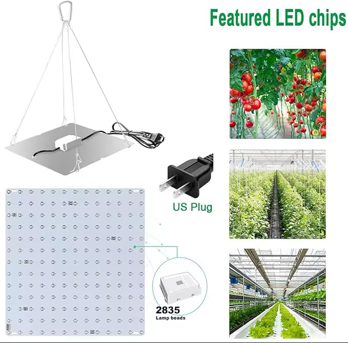 LED Grow Light Full Spectrum Plant Light 256LED Hanging Plant Light for Tent Greenhouse Vegetable Seedlings Hydroponics Seed Germination Flower Grow Light (Style C)