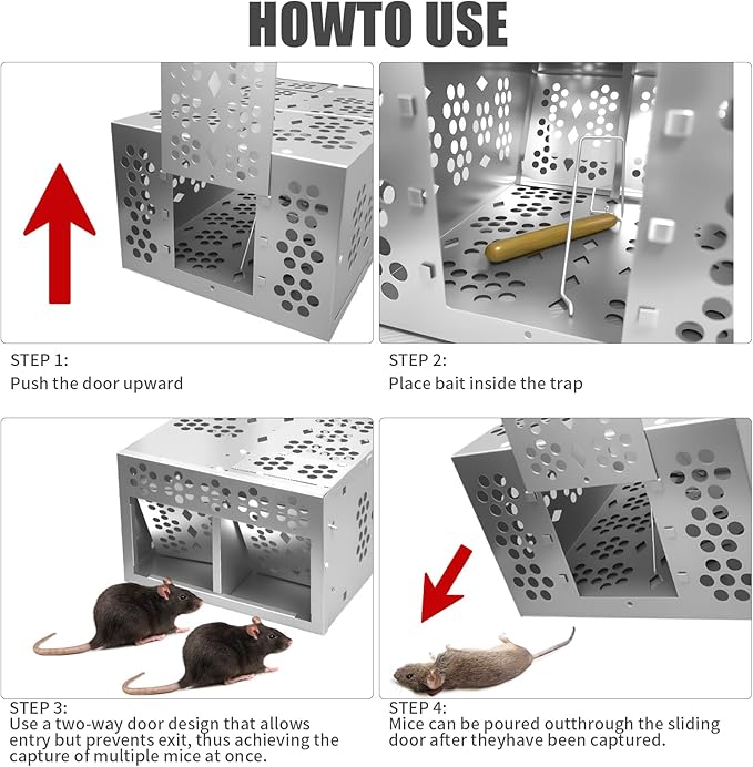 Eaglever Mouse Trap Eaglever Rat Trap Stainless Steel Automatic Mousetrap Automatic Rat Trap Automatic Mouse Trap Easy to Set Mice Catcher for Indoor and Outdoor (New Upgraded Version(1 PCS))