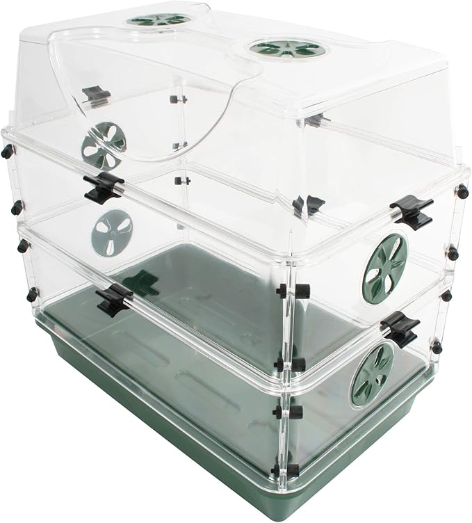 Medium EarlyGrow Seed and Herb Domed Propagator with 2 Vented Side Height Extensions and Security Clip Set