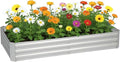 PayLessHere Galvanized Raised Garden Bed Outdoor Elevated Planter 6x3x1FT Vegetable Flower and Herb Planter Box Kit with Galvanized Steel and Metal Pole Reinforcement(Silver)