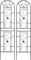 Metal Garden Trellis with Peacock Style 19.7 x 86.7 Inch Iron Arch Frames Heavy Duty Outdoor Flower Support Trellis for Climbing Plants Garden Patio Yard &amp Wedding Decorations (Black Pack of 2)