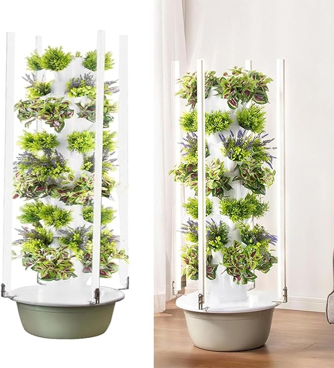 Hydroponic Growing TowerGarden Hydroponic GrowVertical Garden Planter Indoor Smart Garden Kitwith Hydrating Pump Adapterfor Herbs and Vegetables9Layers