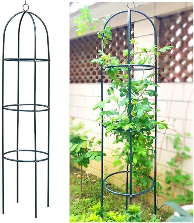 1.85M Tall Garden Trellis for Climbing Plants Garden Trellises Cenador Rustproof Metal Plant Climbing Support for Indoor Outdoor Flowers Vegetable Fruits Vines Support (Dark Green)