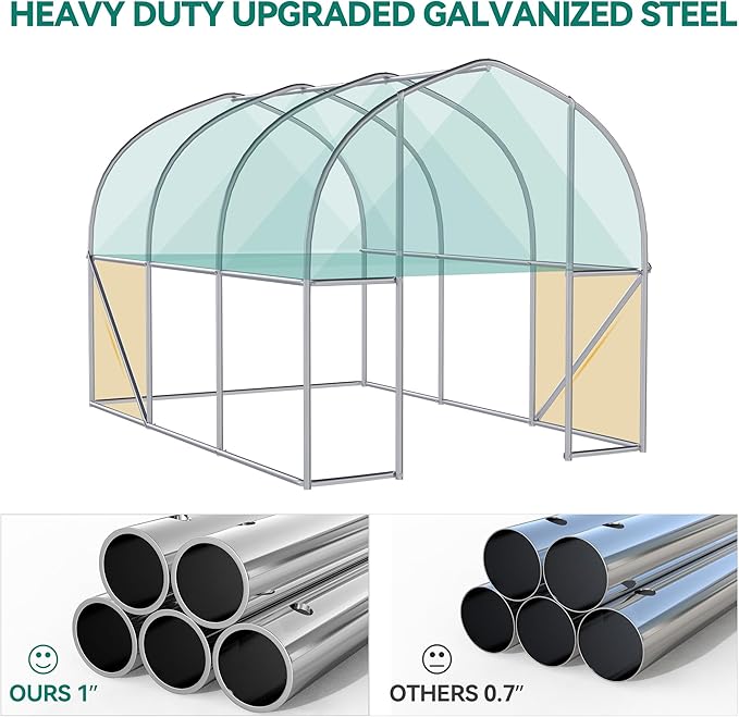 YITAHOME 10x6.5x6.5ft Greenhouses Large Walk-in Green House Heavy Duty Tunnel Green Houses Outdoor Portable Plant Gardening Upgraded Galvanized Steel Frame Zipper Doors 5 Crossbars Garden White