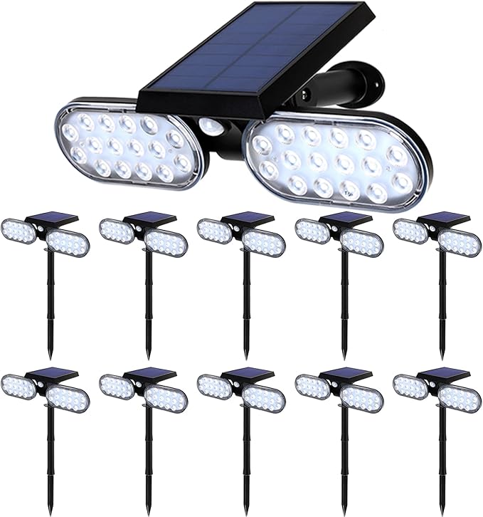 EMANER (Bundle 10Pack) Solar Spot Light with Motion Sensor Solar Yard Light Dusk to Dawn Outdoor Waterproof
