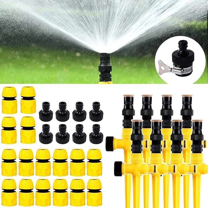 360° Rotation Auto Irrigation System Garden Lawn Sprinkler Patio Garden Sprinkler Lawn 90°/180°/360° Adjustable at Will for Outdoor Grass Yard (8 PCS)