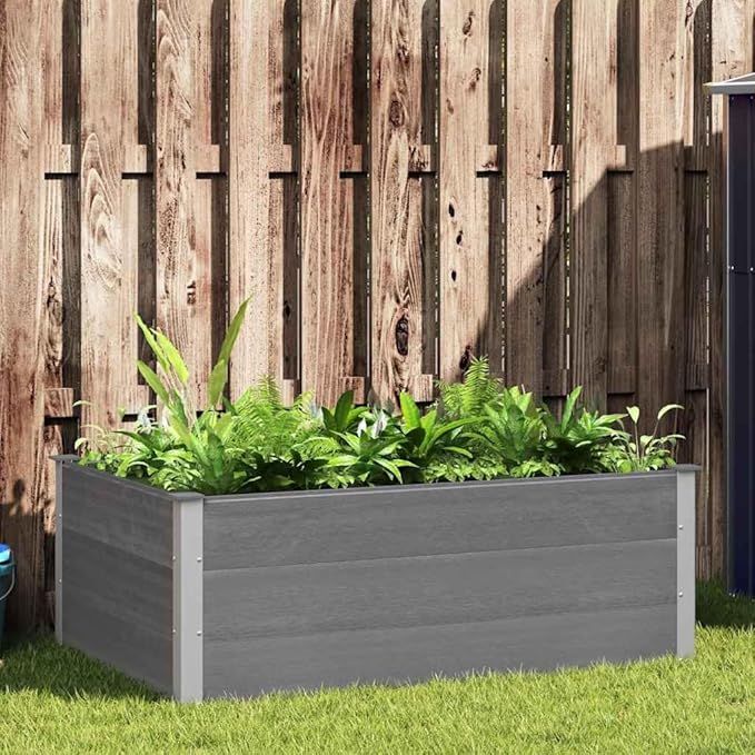 SKM Garden Raised Bed Grey Wood-Plastic Composite 59.1x39.4x21.3 inGrey (Weight 47.62KG)