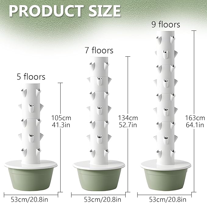 Vertical Hydroponics Garden Tower Automatic Water Hydroponic Tower Vertical Garden Kit Indoor Gardening System for Green Vegetables and Fruits9 Layers