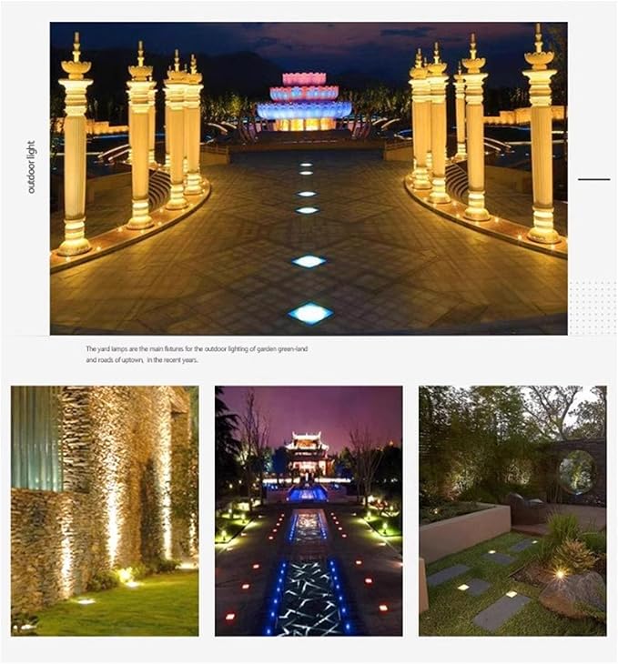LED Landscape Lights - Square Buried Garden Lamp DC12V Outdoor Recessed LED Light IP67 Waterproof Spotlight Led Beam Light for Outdoor Stair Step Deck Driveway Decorative(Blanc5W)