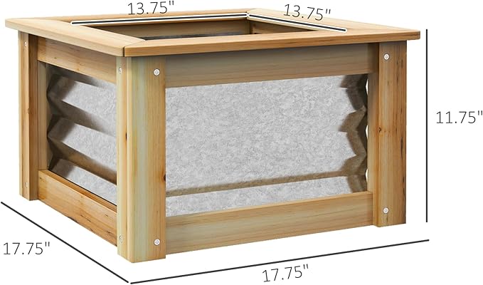 Outsunny Raised Garden Bed Set of 2 Stock Tanks for Growing Flowers Galvanized Metal Reinforced with Wood Planters for Outdoor Plants Herbs and Vegetables
