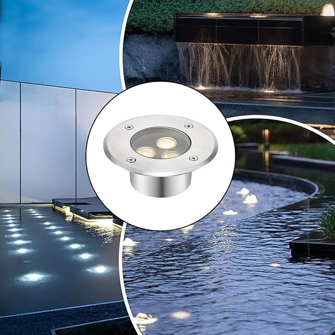 LED Underground Light - Underwater Landscape Decorate Lights Outdoor Fountain Lamp AC 12V/24V Low Underwater Led Lights IP68 Waterproof Ultra-thinyo Embedded Spot LigYellow-12V-3W