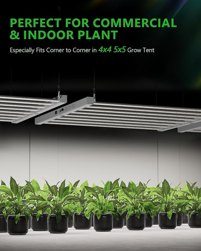720W LED Grow Light 2.7 μmol/J Efficiency Dimmable Full Spectrum Grow Lamp for 4x4 5x5 ft Grow Tent Greenhouse Vertical Farms and hydroponics