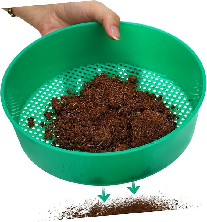 Yardwe 6pcs Plastic Garden Sieve Lightweight Mesh Riddle Tool for Compost and Soil Sifting Green Color for Gravel and Filtration Garden Balcony and Park