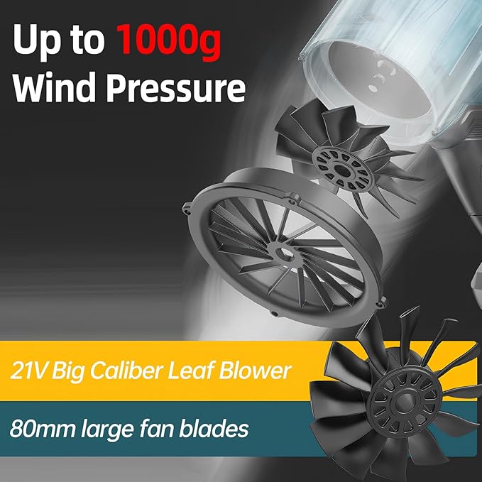 Cordless Leaf Blower Portable Dust Cleaner 21V Handheld Turbo Jet Blower 300000 RPM Compressed Air Duster for Patio Cleaning Lawn Care Drying Camping Blowing Leaves &amp Snow w/ 2 Batteries Blue