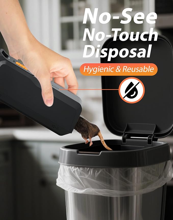 2 Pack Electric Mouse Trap Zapper with Powerful Voltage Effective Electronic Mouse Traps Indoor for Home No-Touch Disposal Reusable Mice Catcher for Kitchen Living Room and More (Black)