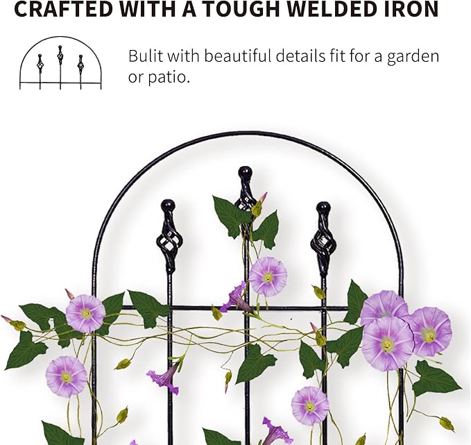 48 H x16 W TrellisBlack Garden Metal Vine Sturdy Trellises for Outdoor Climbing Plants Support Structures B (121cm) 2Pack
