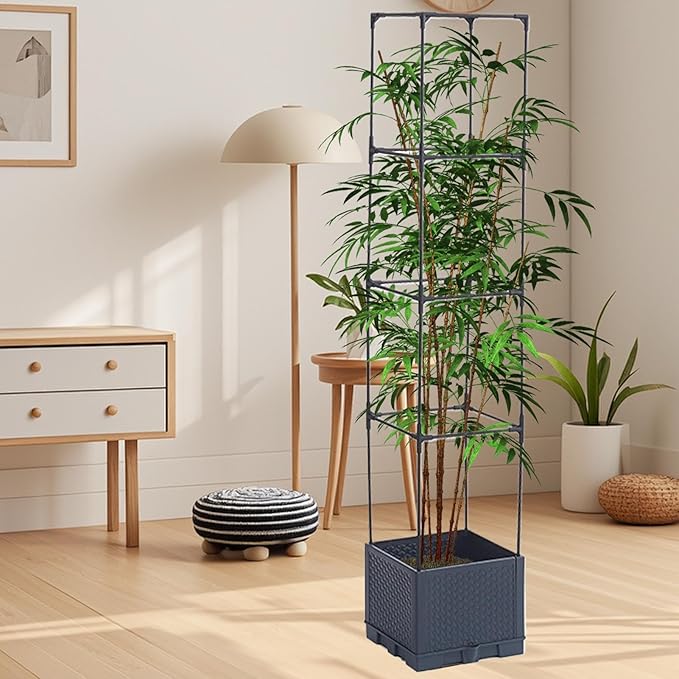 Planter Box with Trelliswith Trellis Vertical Support PotsOutdoor Vine Flower Garden Planter - for Tomato Cucumber Pea Grape Vines Vegetable Flower Fruit Potted Indoor