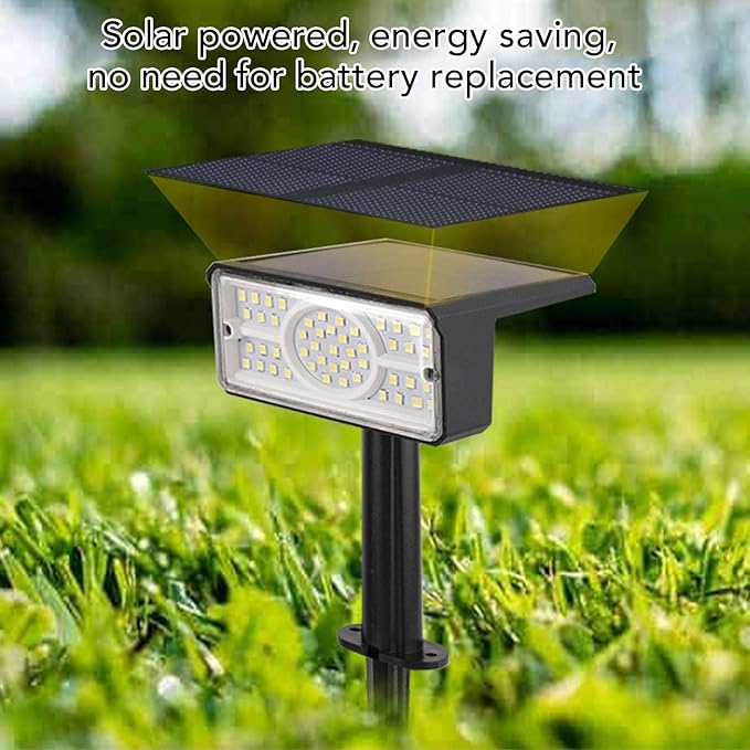 flexman Solar Spot Light 49 LEDs IP65 Solar Powered Outdoor Landscape Spotlights 8 12 Hours Lighting Time for Villa Courtyard Garden Backyard Lawn Pathway (White Light)