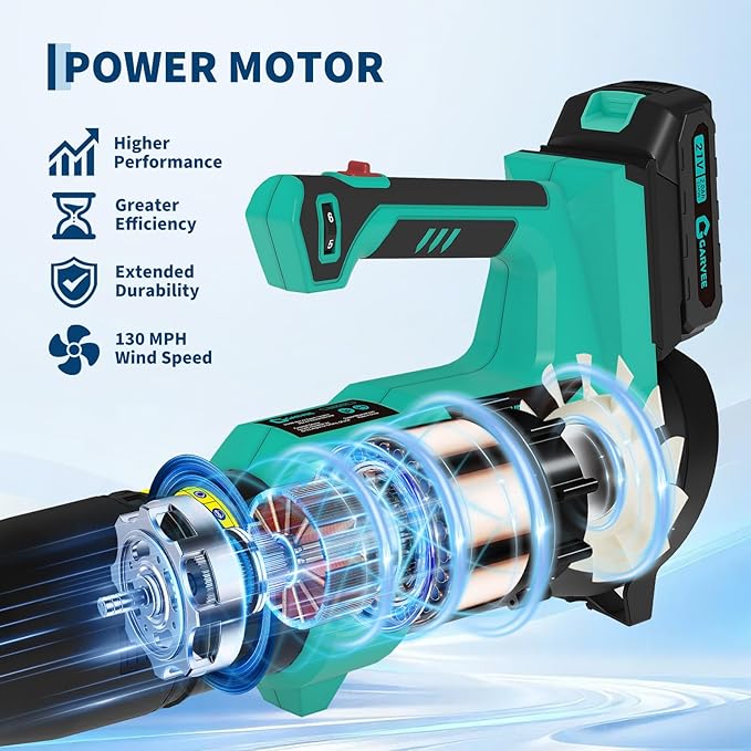 Cordless Leaf Blower - 550 CFM / 130 MPH Ideal for Wet Leaves Heavy-Duty Leaf &amp Outdoor Spaces with 2 * 2.0 Batteries &amp Charger