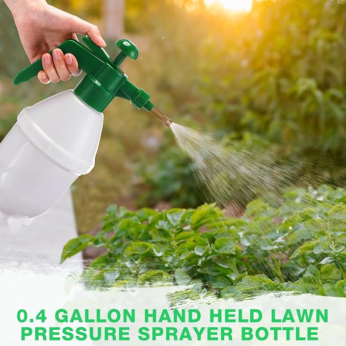 2 Pcs 50 oz Handheld Pump Spray Bottle Garden Mister Spray Bottles Lawn Pressure Hand Pump Sprayer with Adjustable Nozzle for Chemicals Watering Weeds Plants and Cleaning (Green)