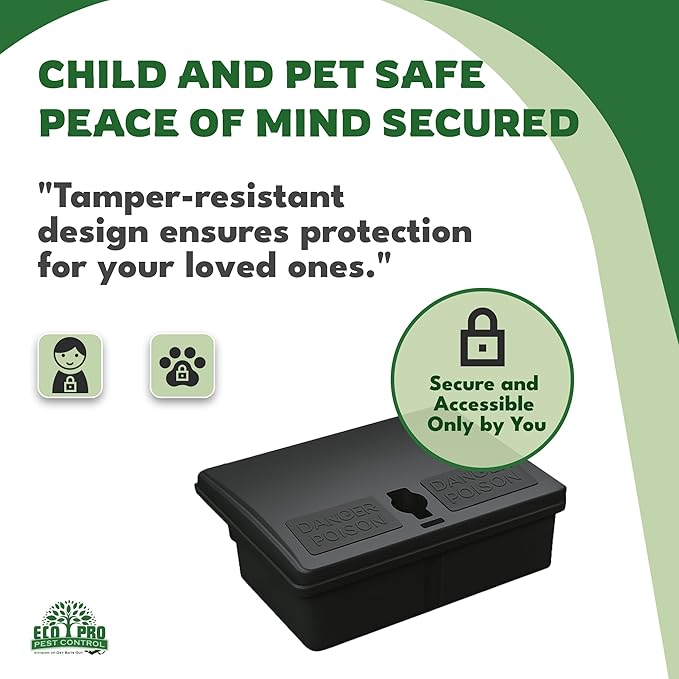 Mouse Bait Station | 4-Pack Indoor &amp Outdoor Mouse Bait Stations | Bait (Not Included) is Secured by Lock &amp Key | Pet &amp Child-Safe Alternative to Mouse Traps | for Mice Only - Small Size