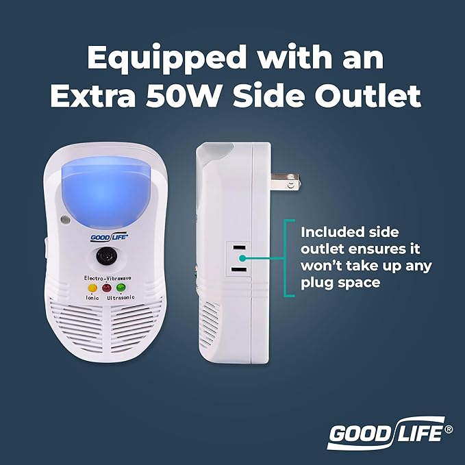 Good Life Inc. Ultimate AT Ultrasonic Pest Repeller - Indoor Rodent and Bug Repellent Plug-in - Effective for Mice Rats Roaches Scorpions Insects - Utilizes Ultrasonic Sounds &amp Air Cleansing