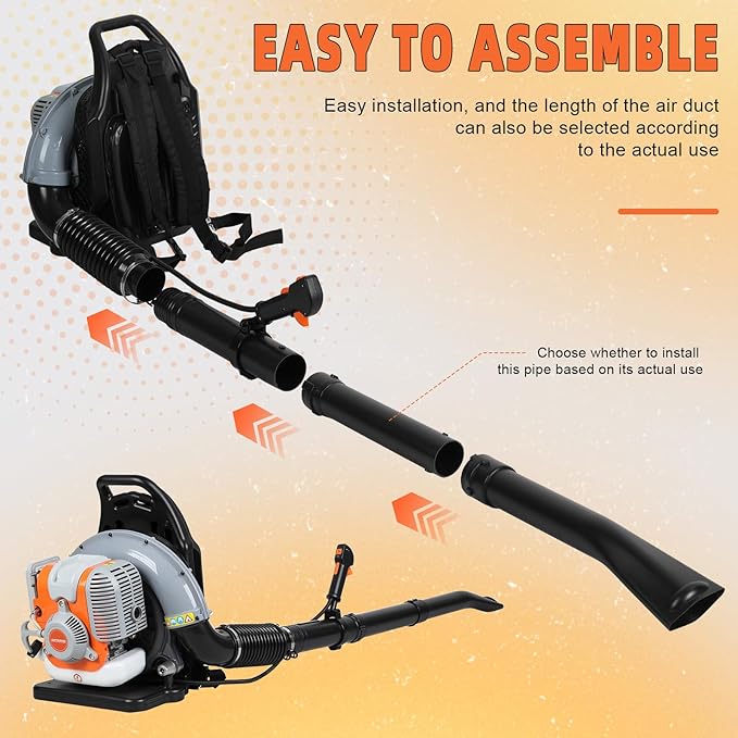 Backpack Gas Powered Leaf Blower 63CC 665 CFM Extreme Duty 2-Stroke Petrol Powered Leaf Blowers for Lawn/Garden Care Yard Snow/Grass Blowing Dust Debris from US (665CFM 75.6CC Grey)