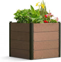 Wood Raised Garden Bed 25x25x23 in Tall Outdoor Planter Box with Bottom Deep Root Elevated Garden Bed for Vegetables Herbs Flowers All-Weather Composite Rectangle Planter for Patio Backyard