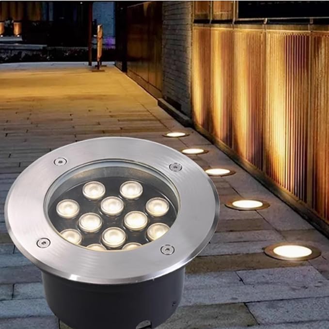 LED Landscape Light - Outdoor Buried Lights 220V Recessed LED Spotlights IP67 Outdoor Waterproof Embedded Underground Spotlights Ground Garden Courtyard Lights(Red12W)