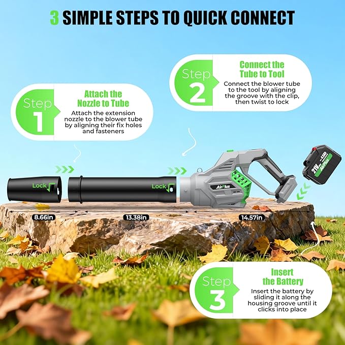 AirPlus Leaf Blower Cordless Rotated 180° Electric Leaf Blower with 2 x 4.5Ah Batteries &amp Fast Charger Lightweight Battery Leaf Blower for Lawn Care Garage Patio