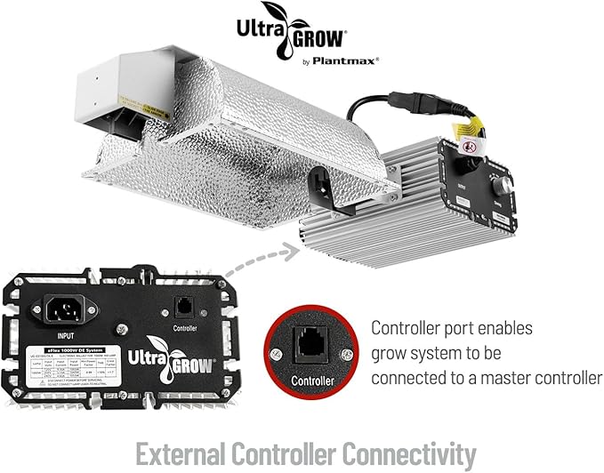 UltraGrow – Classic 1000W DE Double Ended HID Grow Light System with HID Bulb Dimmable Ballast for Indoor Growing (Classic Controller &amp HPS)