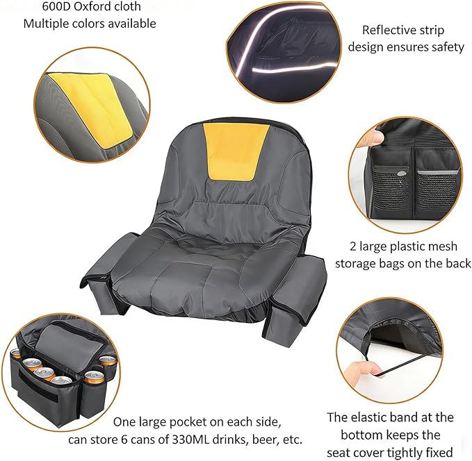 Practical Grass Grasscutter Seat Protect 600D University Fabric Includes Drink Pouches Meditative Security Features Elastic Bottom for Secure Appendage Grasscutter Addition