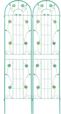 Metal Garden Trellis for Climbing Plants (2-Pack) – 86.7'' Tall x 19.7'' Wide Rustproof Design with Decorative Bird+Flower Accents | Perfect for Cucumbers Beans Vegetable Support (Green)
