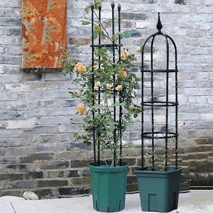 RADAAB Garden Obelisk Trellis 47.3 24 29.5 35.5 H Tower Obelisk Plant Support Garden Trellis for Potted Climbing Flowers Vegetable Vine Indoor Outdoor (Size : 8/20cm Diax47.3/120cm H)