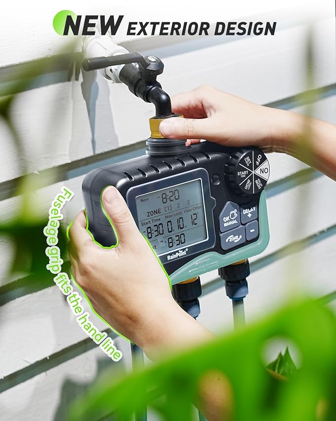 RAINPOINT 3 Zone Water Timer with Brass Inlet &amp Outlet 3 Custom Watering Plans Sprinkler Timer Featuring IP65 WaterproofRain Delay Manual &amp Automatic Watering with Large LCD for Yard 2026