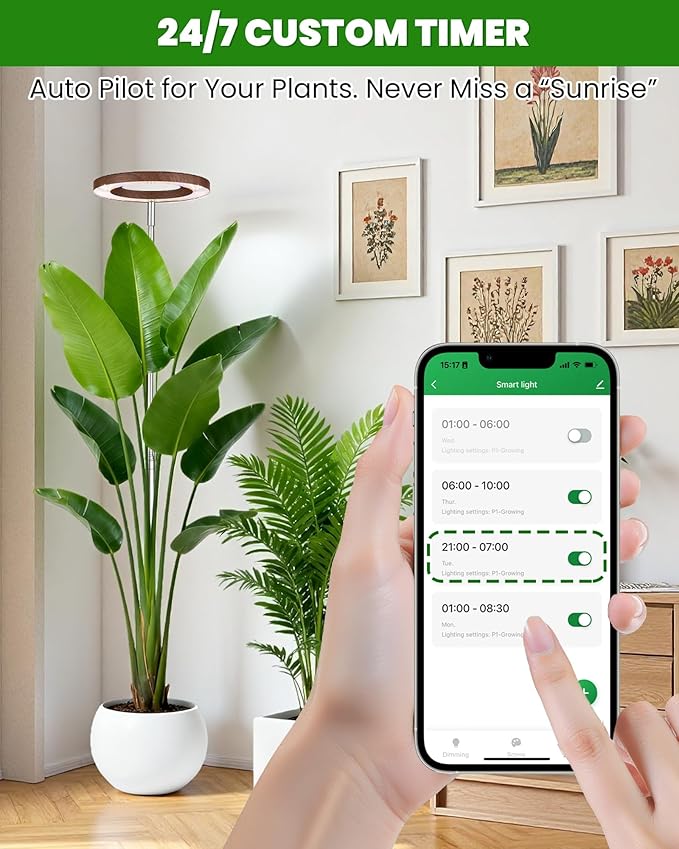 yadoker Plant Grow Light Smart Plant Light Compatible with AlexaGoogle for Indoor PlantsHeight AdjustableCustomized Light BrightnesssMultiple Timers