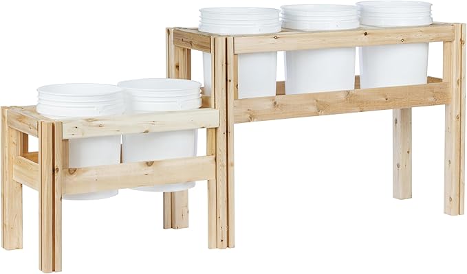 Greenes Fence Two-Tiers Five Bucket Elevated Cedar Wood Garden Frame 69 in. x 16 in. x 30 in. - Made in USA with North American Cedar