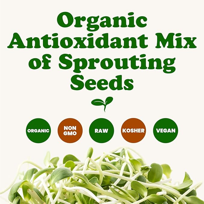Food to Live - Organic Antioxidant Mix of Sprouting Seeds 10 Pounds - Non-GMO Broccoli Alfalfa Clover Rich Germination Rate Non-Irradiated Kosher