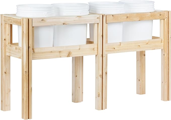 Greenes Fence Four Bucket Elevated Cedar Wood Garden Frame 54 in. x 16 in. x 30 in. - Made in USA with North American Cedar