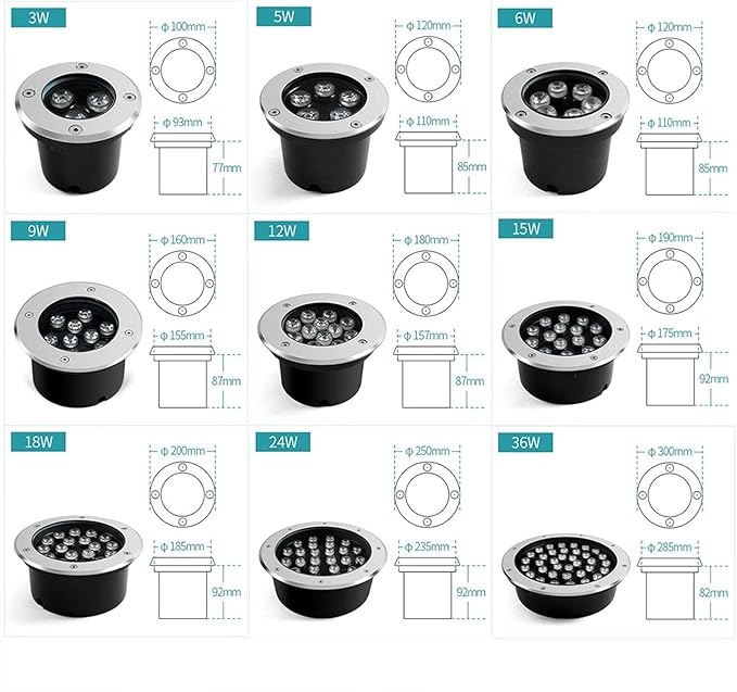24V IP68 Waterproof LED Landscape Lights - 12W RGB &amp 18W Yellow Buried Underwater Spotlights for Ponds &amp Pools