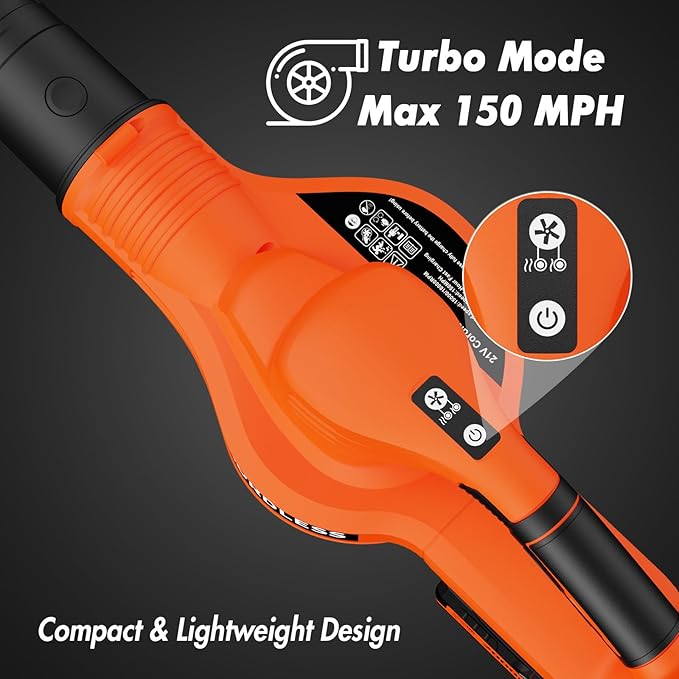 Leaf Blower with 2 Batteries and Charger 2 Speed Modes 2.0Ah Lightweight Battery Powered Leaf Blowers for Lawn Care Patio Dust Blowing Leaves