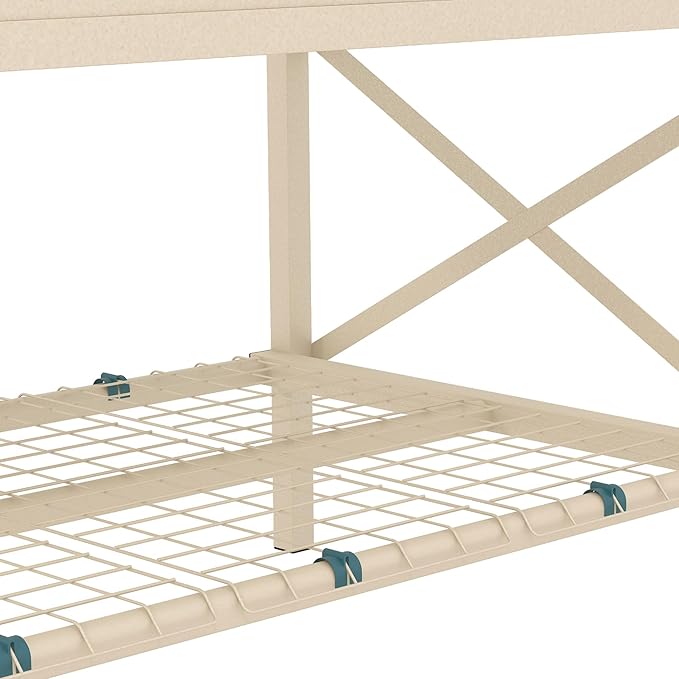 Raised Garden Bed with Galvanized Steel Frame Storage Shelf and Bed Liner Elevated Planter Box with Legs for Vegetables Flowers Herbs Cream